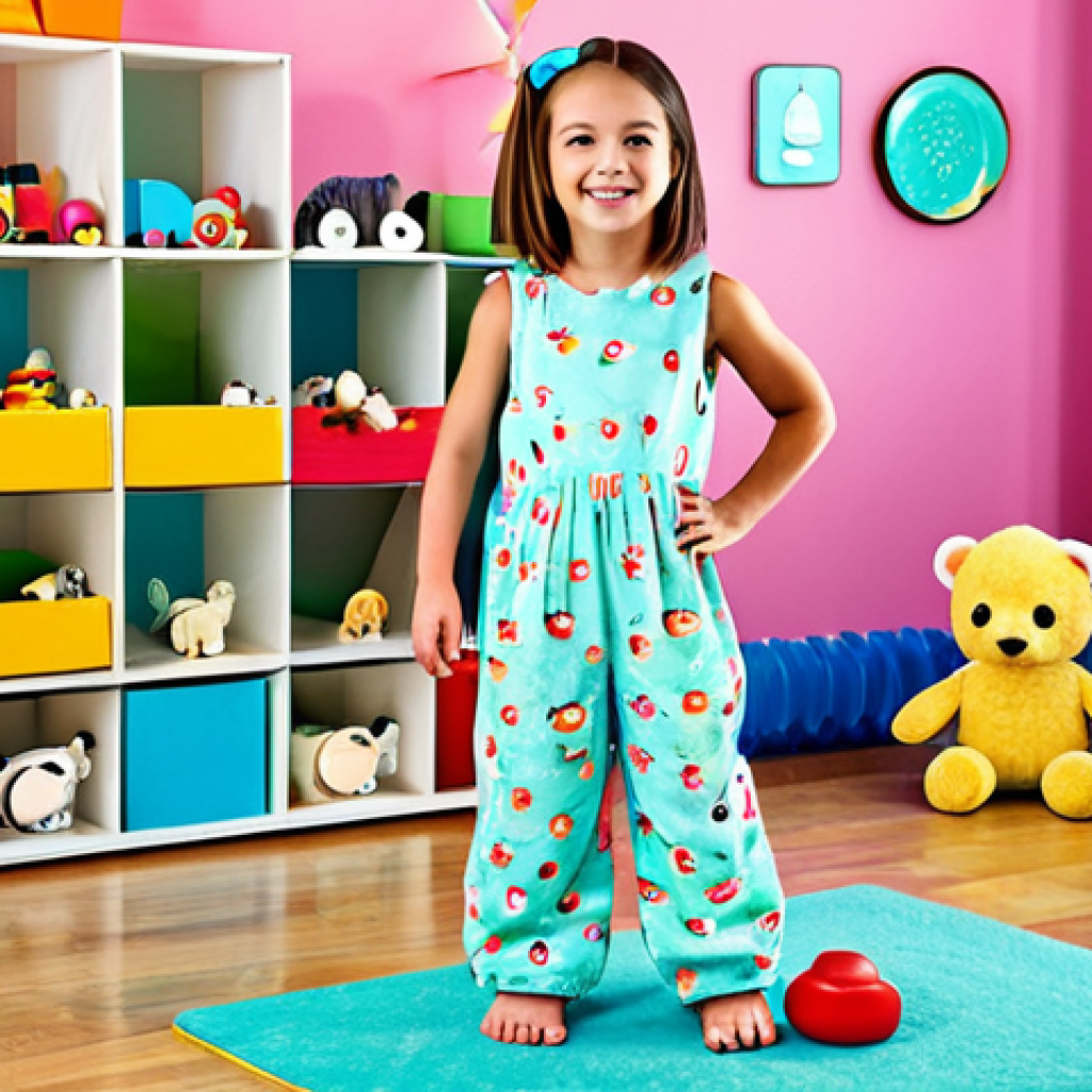 **

"A vibrant and cheerful scene of a young, fully clothed girl dressed in a colorful, age-appropriate jumpsuit, playing in a whimsical toy room filled with plush animals and building blocks. The room is decorated with bright, pastel colors and playful patterns. Safe for work, family-friendly, appropriate content, perfect anatomy, natural proportions, professional studio lighting, high resolution."

**