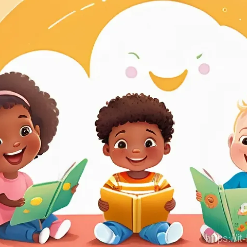 헤이지니의 공식 웹사이트 분석 - **Prompt:** A cheerful, brightly lit scene featuring a diverse group of happy children, ranging from...