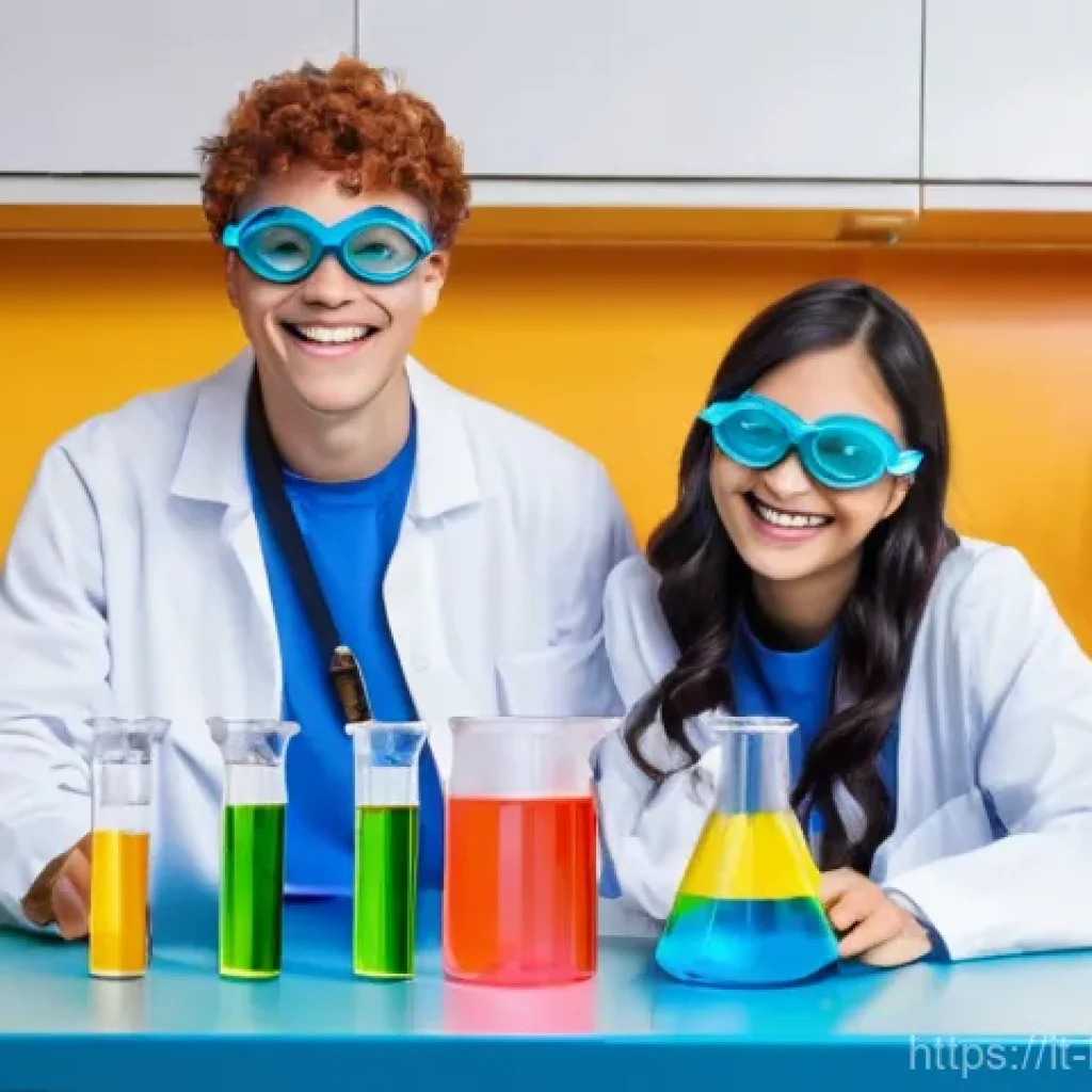 헤이지니의 유명 에피소드 - **Prompt 1: Lu&igrave; and Sof&igrave;'s Vibrant Chemistry Experiment**
    "A cheerful and energetic scene featur...