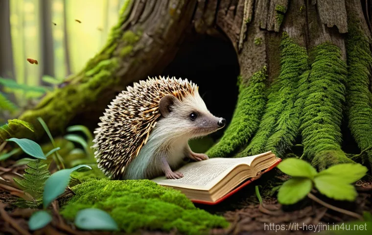 헤이지니 스토리텔링 특징 - **Prompt: The Curious Hedgehog's Discovery**
    A heartwarming and whimsical illustration in the st...