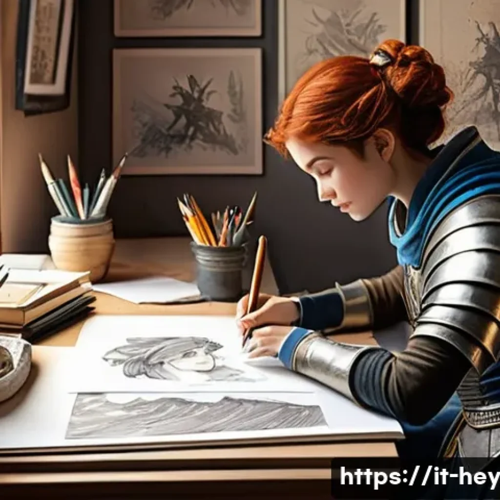 헤이지니 팬아트 트렌드 - **Prompt 1: Italian Fan Artist's Studio**
    "A cozy, sunlit artist's studio in Italy, featuring a ...