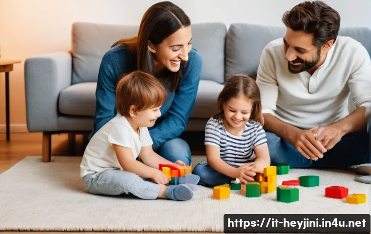헤이지니와 키즈 브랜드 협업 - **Prompt:** A heartwarming and authentic scene of a modern Italian family (father, mother, and two c...