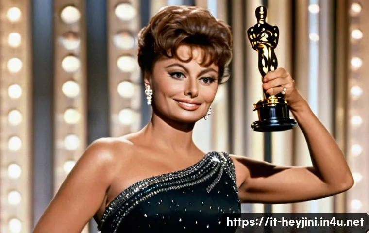 헤이지니의 다양한 수상 이력 - **Prompt:** A glamorous Sophia Loren, in her prime during the early 1960s, elegantly dressed in a so...