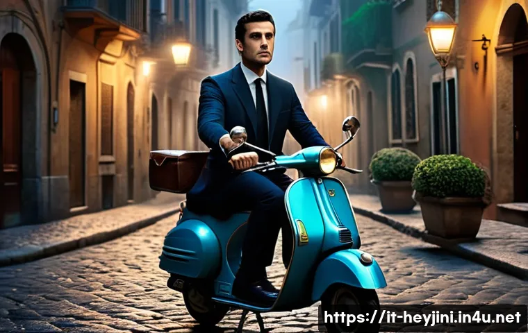 헤이지니의 시리즈별 주인공 변화 - A dynamic scene depicting a modern crime TV series set in an Italian city at dusk, featuring a new d...