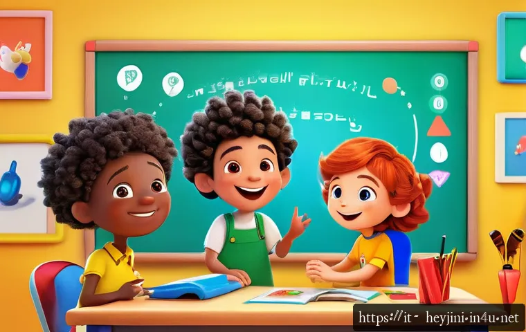 헤이지니의 시리즈별 변화 분석 - A vibrant and colorful scene featuring Hey Jini characters interacting joyfully in a lively digital ...
