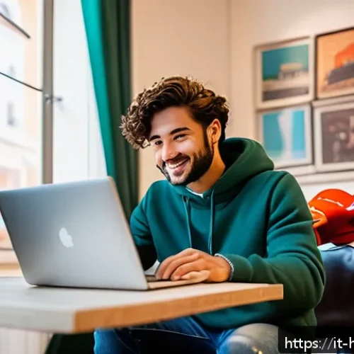 Home 31 헤이지니의 글로벌 팬층 - A young Italian digital influencer engaging authentically with their audience through a live streami...